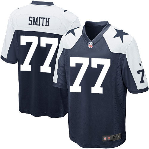 Youth Game Tyron Smith Nike Jersey Navy Blue Alternate - #77 Throwback NFL Dallas Cowboys